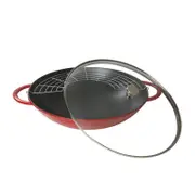 Staub Enamelled Cast Iron Wok 37cm Cherry Red