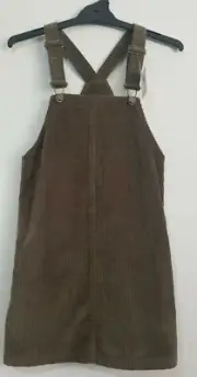 NEW & TAGS- Girls Size 9 Cordray Dress KHAKI overall dress Dungarees Tunic New