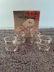 Vintage Silverplated Brass Lucite Napkin Rings 4 Pc Set MCM Retro