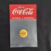 Vintage Coca-Cola Coke Badge Lapel Yellow Pin Button Drink in Bottles. Brand New