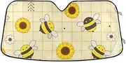 Cute Bee Sunflower Yellow Car Windshield Sunshade Foldable Front Window Car Sun Shade Medium
