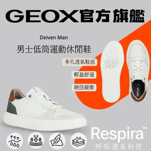 【GEOX】男士低筒運動休閒鞋｜白/綠 RESPIRA™