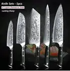 Chef Santoku Cleaver Utility Knife Set 67 Layers Damascus Steel G10 Handle Slice