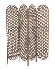 Peyton Lane Handmade Foldable Freestanding Woven Room Divider Screen with 4 Oval-Shaped Panels NoSize Copper