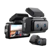 3 Channel WiFi Dash Cam Front and Rear,4" IPS Touchscreen Dash Camera for