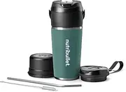 [NutriBullet] Flip NBP016EUC Portable Blender with Thermal Mug (590 ml), Keeps Drinks Cold for 24 Hours, Ice Crusher, 2-in-1 Mini Mixer To-Go, USB-C Charging, Stainless Steel, Eucalytpus