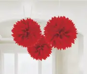 Australia Day Fluffy Tissue Decorations Apple Red 3 Pack