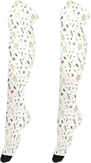 [Caihoyu] Knee-High Women'S Stockings Lightweight Long Knee-High Stockings Above Knee High Socks for Special Occasions Flower Winter (6), Flower Winter (6)