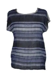Vince Camuto Blue Grey Striped High-Low Top S