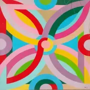 Australian original non aboriginal painting abstract 60x60 cm acrylic 1998