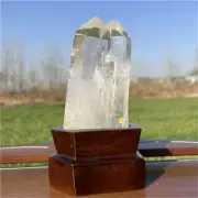 630g Natural Clear Quartz Obelisk Quartz Cystal Point Wand Tower + Stand