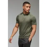Mens Khaki Man Active Lightweight Essentials Gym Regular Fit Raglan T-shirt