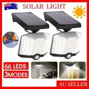 3 Head Solar Motion Sensor Light Outdoor Garden Wall Security Flood Lamp 66LEDs