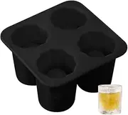 2 Pack Silicone Shot Glass Ice Molds/Trays for Freezer with 4 Cavities, Reusable Whiskey Glass Ice Cubes, Holds 1oz Each, 1.3 Inch Silicone Ice Cup Mold Easy to Release (black)