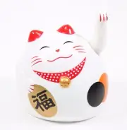 Small White Beckoning Fortune Happy Cat Maneki Neko Toy Home Decor Business Gift