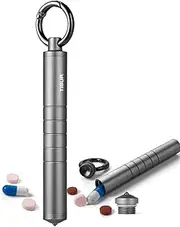 Large Weekly Pill Organizer,TISUR Titanium Keychain Pill Holder Travel Pill Box Case Multitool EDC Every Day Carry for Men (2)