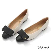 在飛比找Yahoo奇摩購物中心優惠-DIANA 1.7cm 柔軟羊皮經典小香緞帶蝴蝶結甜美低跟鞋