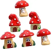 YARNOW 6Pcs Mushroom House Statues Miniature Garden Decor Vivid Mushroom Figurines for Bonsai Fairy Garden Home Decoration Unique Lawn Ornament