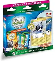 Bioviva Set - 4 Booster Challenges Nature Protect + 2 Shiny Orc and Shark Lined Totem Cards - 1 Poster with The List of All Animals - from 7 Years - 710299