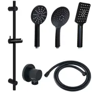 Adjustable Shower Rail 3 Mode Hand Held Shower Head Holder Connector Matt Black