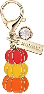 [Monnel] MC467 Little Crystal Halloween Pumpkin Lobster Clasp Charm for Women with Velvet Bag (Orange,1 Piece), 2.2 cm (L) X 0.3 cm (W) X 4.6 cm (H), Zinc Alloy Metal Rhinestone Crystal Enamel Handmade