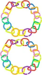 HOMSFOU 70pcs Rings Multicolor Geometric Linking Rings Early Learning Development Toys Sensory Play for Baby Strollers Seats and High Chairs Travel Accessories Set