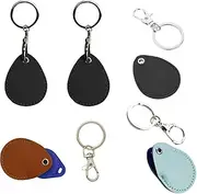 [DraCra] 5 Pack RFID Key Fob Holder PU Leather Proximity ID Card Key Chain Protector Case Cover with Key Carabiner Clip Keychain Rings Keeper for 125khz RFID Keyfob Token Tag Door Entry Access Control