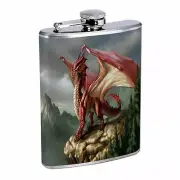Dragons D31 Flask 8oz Stainless Steel Hip Drinking Whiskey Mythical Fantasy