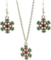 [VALICLUD] 1 Set Christmas Snowflake Pendant Earrings Necklace Jewelry Accessory for Parties Hypoallergenic Design for Christmas Costumes and Gatherings