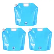 3Pcs 10L Collapsible Water Container Bag with Spigot, PE Folding Water Jug Blue