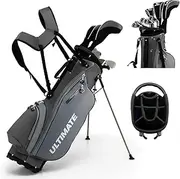 Tangkula Complete Golf Clubs Package Set 10 Pieces for Men & Women Right Hand, Includes 460cc Alloy Driver, 3# Fairway Wood, 4# Hybrid, 6#, 7#, 8#, 9# & P# Irons, Free Putter, Stand Bag