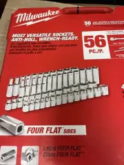 Milwaukee 48-22-9008 3/8 Inch Drive SAE/Metric Ratchet and Socket Set - 56 Pcs