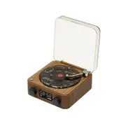 Bluetooth Speaker with Adjustable Ambient Lights,Music Player with 4 Modes,Vintage Record Model Players with Time (Wood Color)