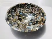 Round Black Agate Sink/Washbasin, Handmade Agate Stone Kitchen Sink Home Decors