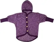 [Cosilana] Baby Jacket with Hood Made of Soft Wool Fleece, 60% Virgin Wool Controlled Organic Cultivation, 40% Cotton (kbA), purple, 74-80