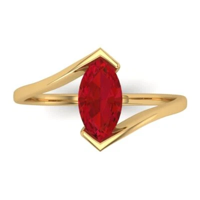 1Ct Marquise Cut Ruby Solid Gold Solitaire Engagement Promise Statement Ring