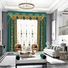 Custom luxury villa velvet green cloth blackout curtain valance tulle drape C905