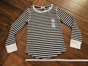 Old Navy Girls Navy White Striped Long Sleeve Pullover Sweater Sz L 10-12
