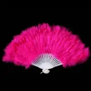 Hot Pink Feather Fan Folding Hand Costume Wedding Showgirl Dance Fancy Party Craft Decor
