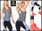 ZUMBA 2 Pc.SET! Crop Mesh Capri Leggings + Tribe Tank Top Convention ZW S M L XL