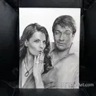 CASTLE Graphite & Colored Pencil Drawing of Nathan Fillion and Stana Katic