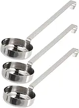 Ciieeo Ergonomic Sauce Spoons Set 3pcs Pizza Sauce Ladles Flat Bottom Pizza Ladles Baking Measuring Scoop Kitchen Tool