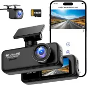 Dash Cam Front and Rear 4K+1080P, WiFi Dash Camera for Cars with App, 1.97 In...