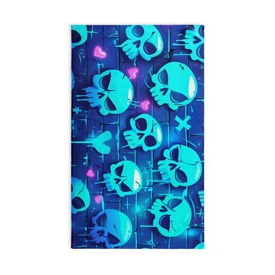 Curious Things - Blue Skull and Crossbones Hand Towel 2