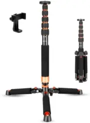 Camera Aluminum Monopod with Metal Tripod Base6 Sections 46177cm1869inch Adj