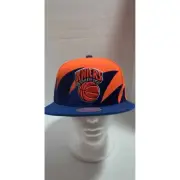 Mitchell & Ness New York Knicks Sharktooth Snapback Hat Cap Orange / Blue OSFM