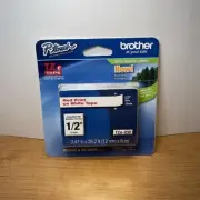P-TOUCH BROTHER TZE-132 & TZE- 232 RED PRINT ON WHITE TAPE outdoor & Indoor