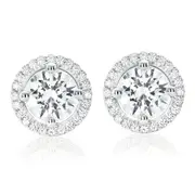 KISS Sterling Silver Round Cubic Zirconia Stud Earrings