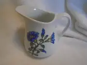 Pitcher, Cordon Bleu, 5" tall, perfect condition, blue/maroon flowers, decor