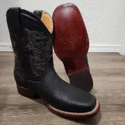 Men Bull Neck Square Toe Boots CUELLO D TORO BOTA NEGRO Size 9